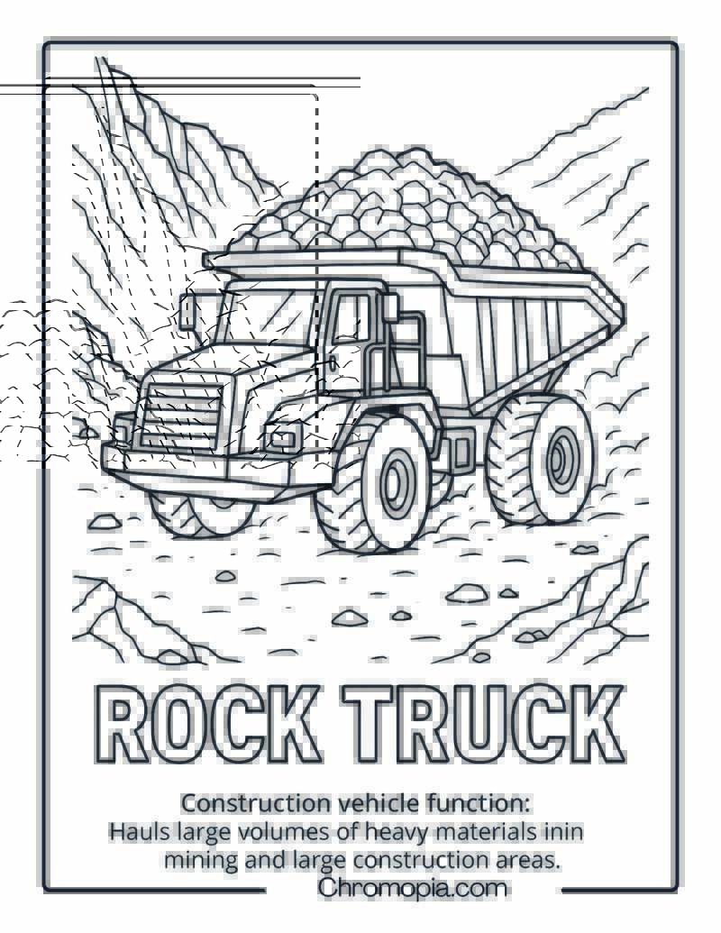 Rock Truck Construction Vehicle Coloring Page
