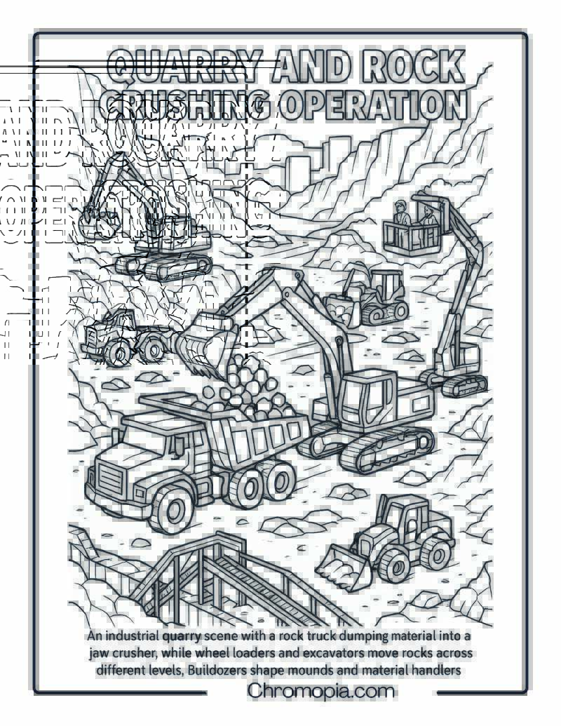 Quarry and Rock Crushing Operation Coloring Page