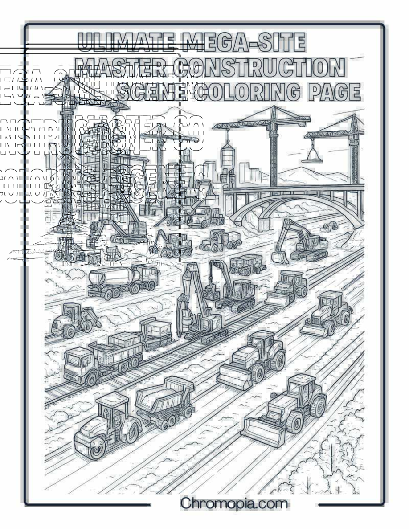 Ultimate Mega-Site Master Construction Scene Coloring Page