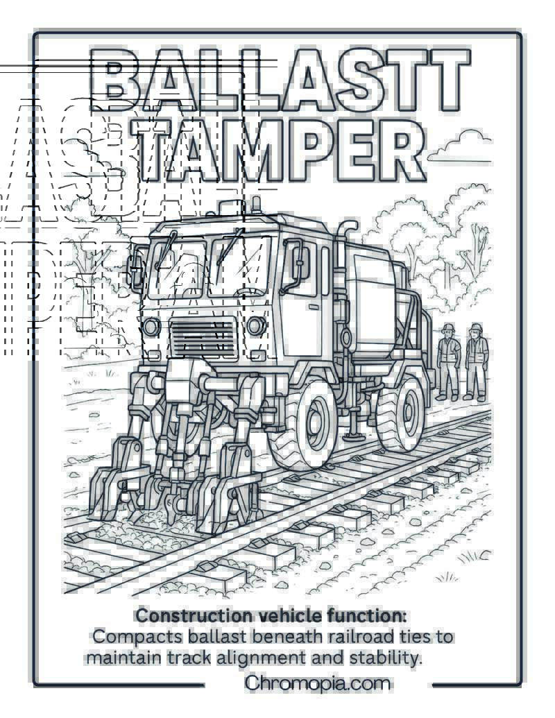 Ballast Tamper Construction Vehicle Coloring Page