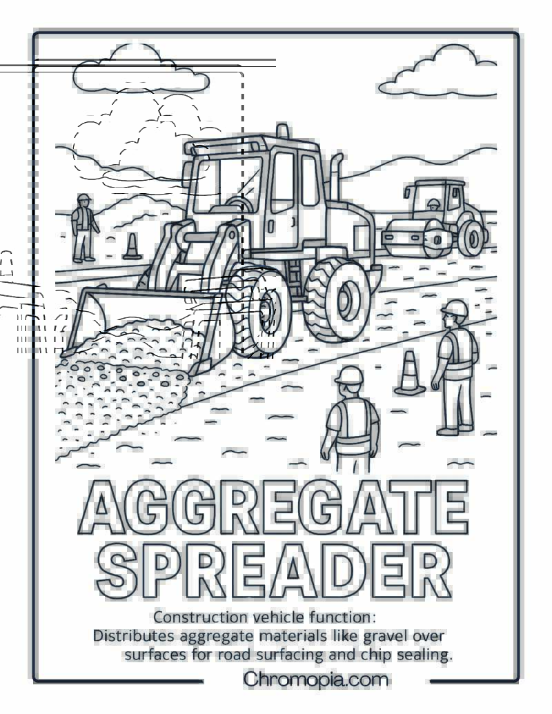 Aggregate Spreader Construction Vehicle Coloring Page