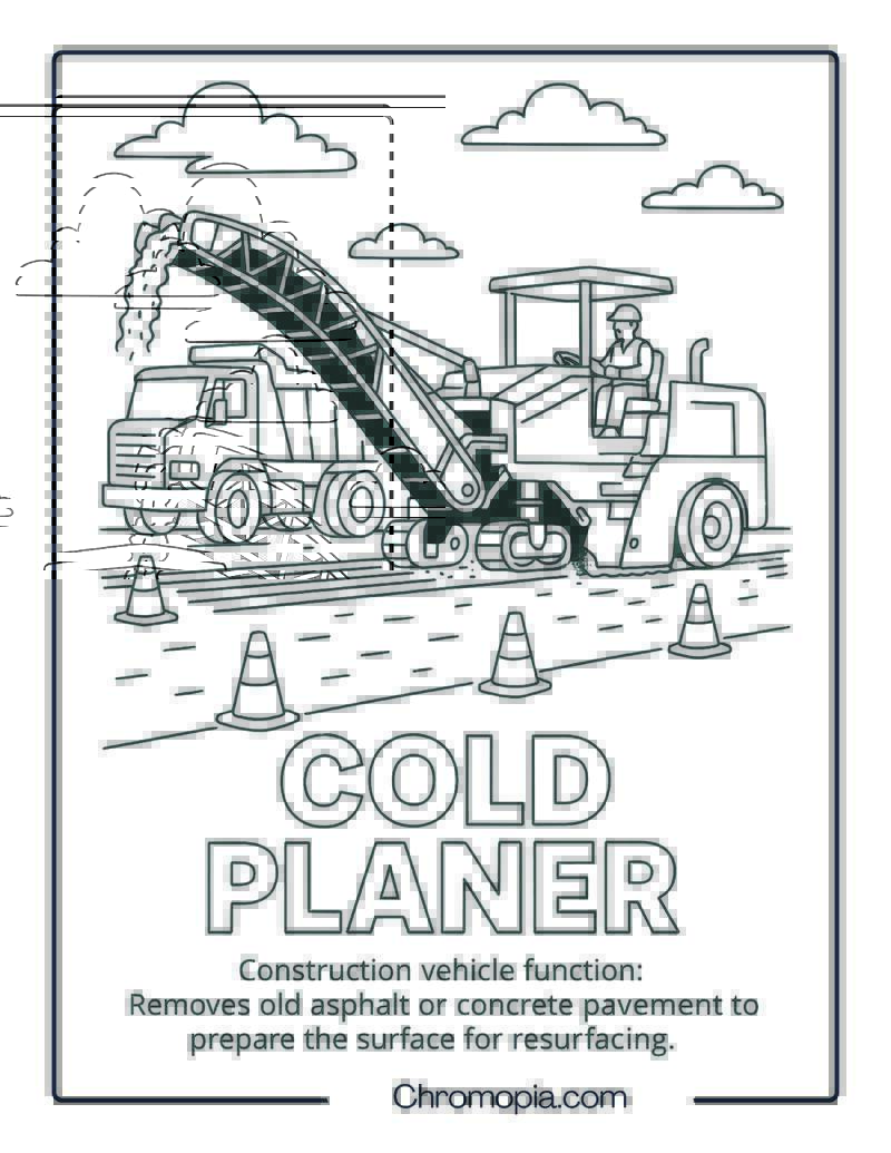 Cold Planer Construction Vehicle Coloring Page