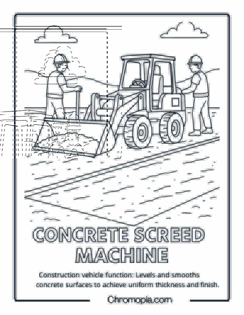 Concrete Screed Machine Construction Vehicle Coloring Page
