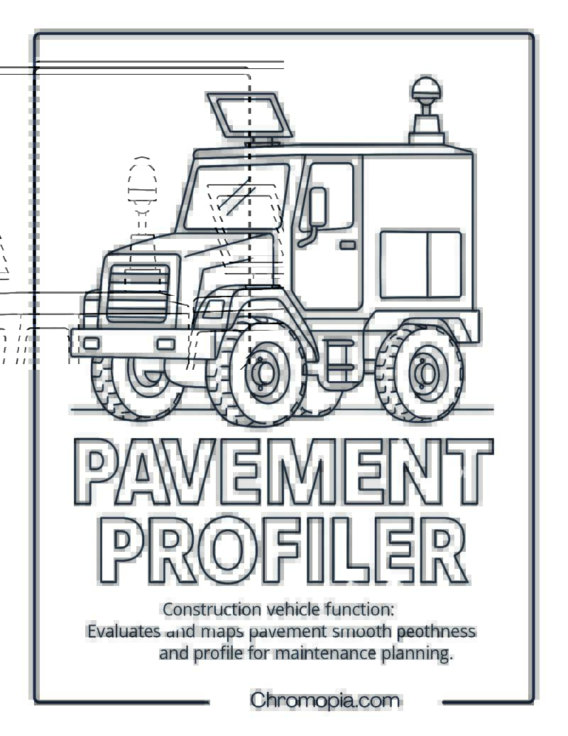 Pavement Profiler Construction Vehicle Coloring Page