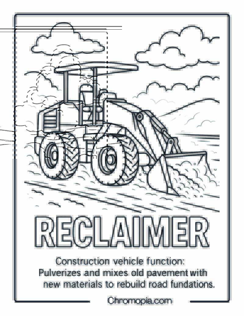 Reclaimer Construction Vehicle Coloring Page