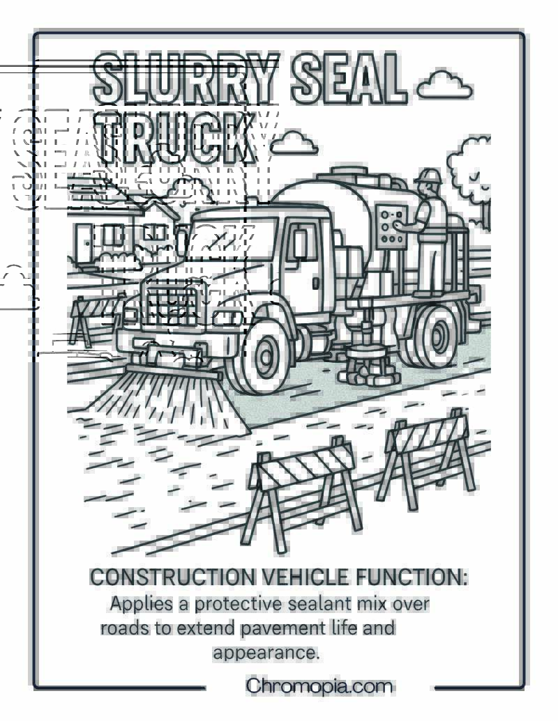 Slurry Seal Truck Construction Vehicle Coloring Page