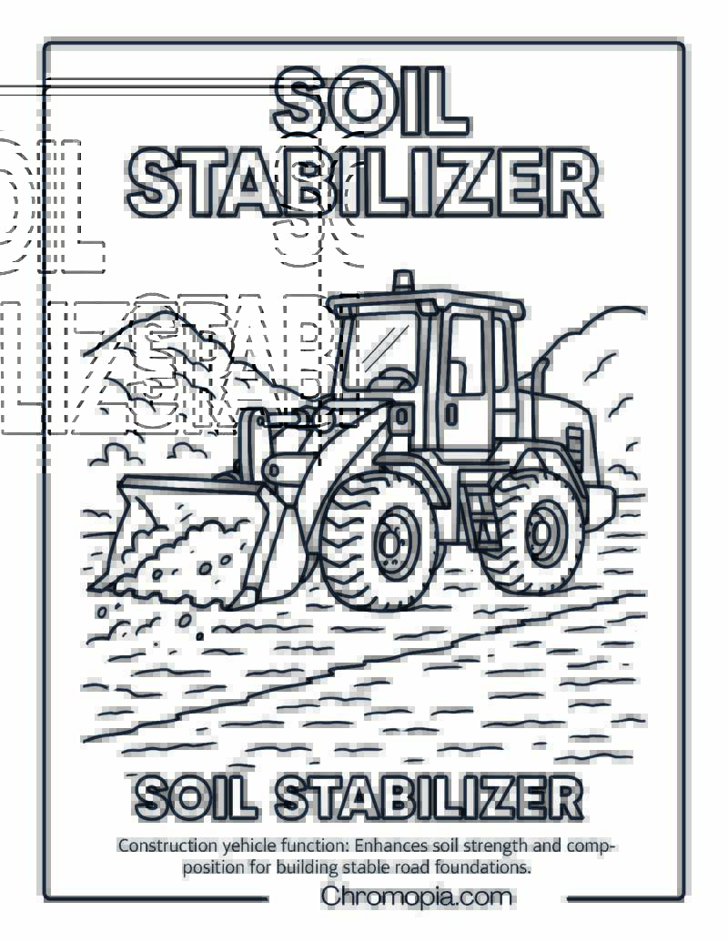 Soil Stabilizer Construction Vehicle Coloring Page