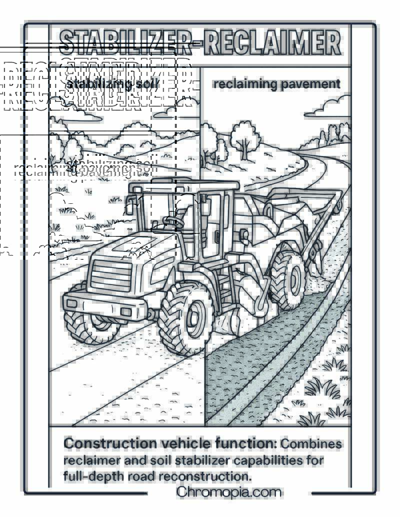 Stabilizer-Reclaimer Construction Vehicle Coloring Page