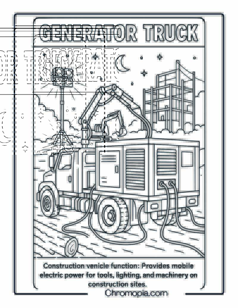 Generator Truck Construction Vehicle Coloring Page
