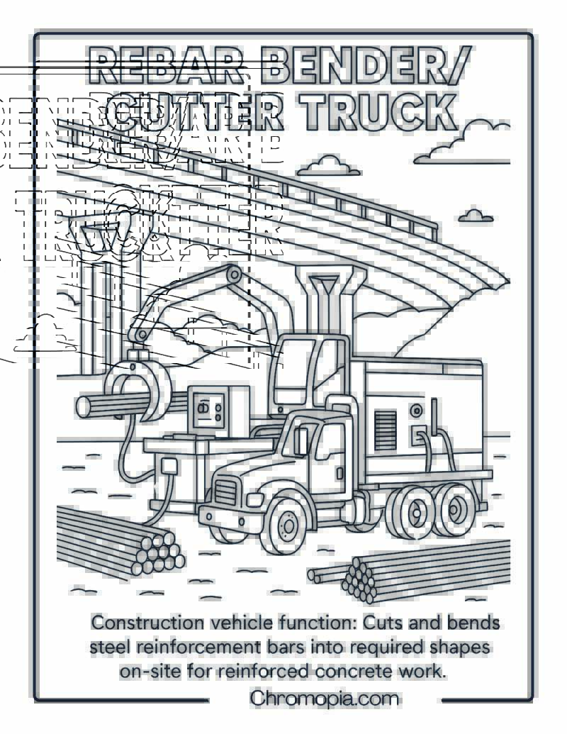 Rebar BenderCutter Truck Construction Vehicle Coloring Page