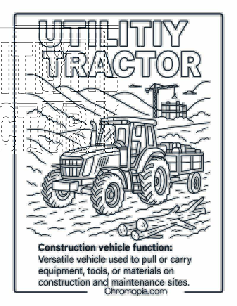 Utility Tractor Construction Vehicle Coloring Page (1)