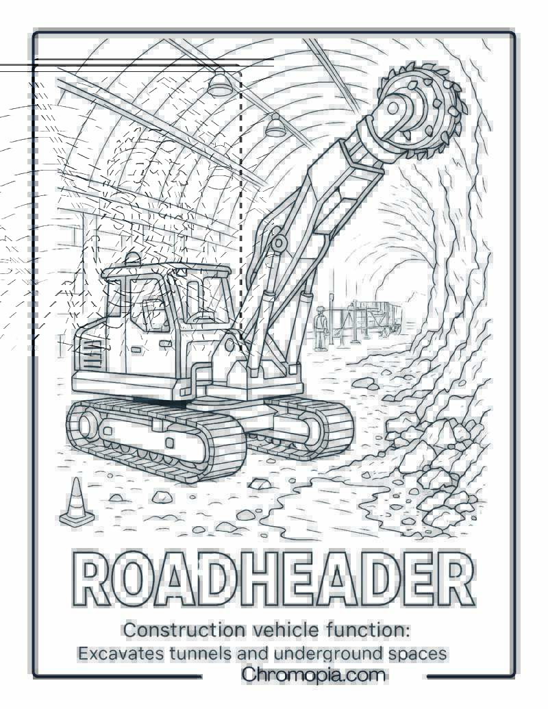 Roadheader Construction Vehicle Coloring Page