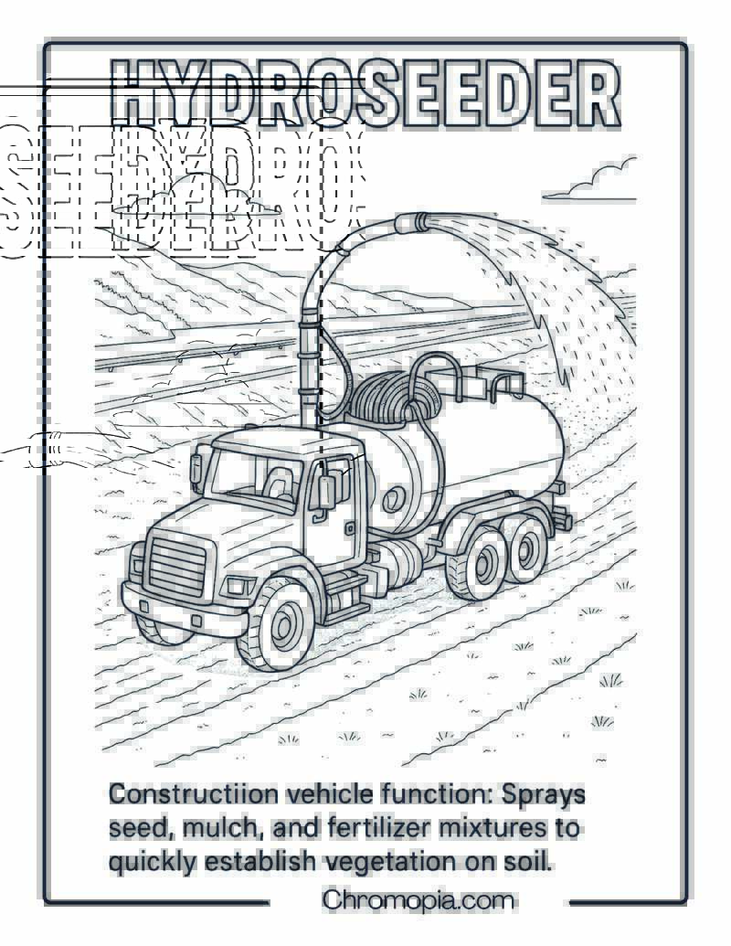 Hydroseeder Construction Vehicle Coloring Page