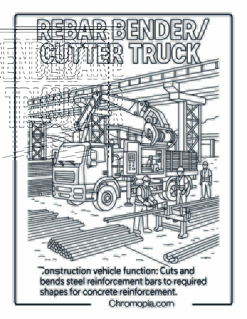 Rebar BenderCutter Truck Construction Vehicle Coloring Page
