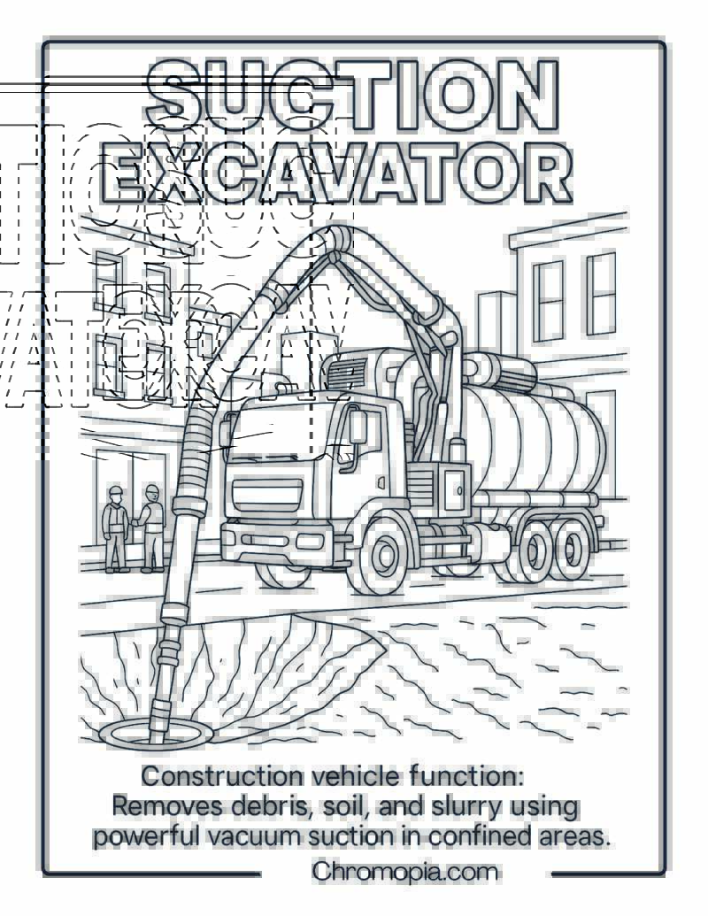 Suction Excavator Construction Vehicle Coloring Page