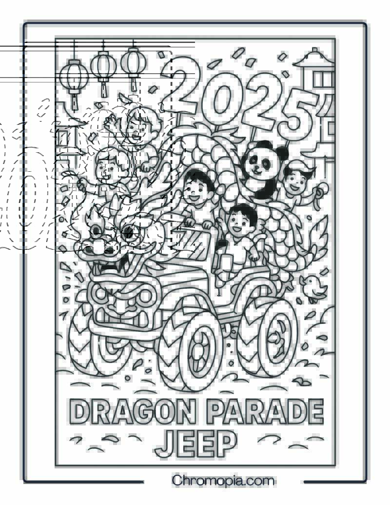 Chinese New Year Dragon Jeep Parade – Chinese New Year Jeep Coloring Page
