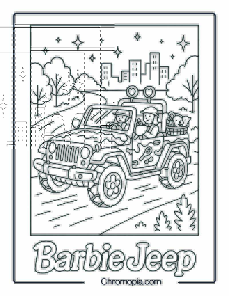 Barbie Jeep with Accessories – Barbie Jeep Coloring Page
