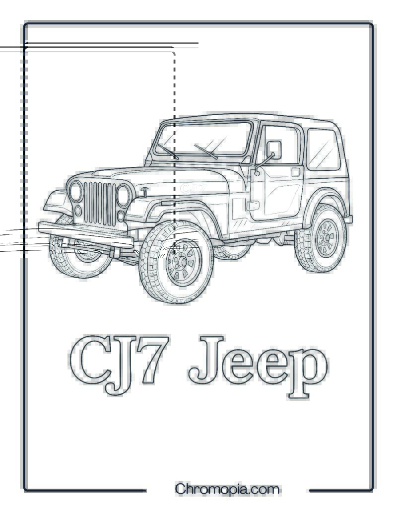 CJ7 Jeep for Adult Coloring – CJ7 Jeep Coloring Page