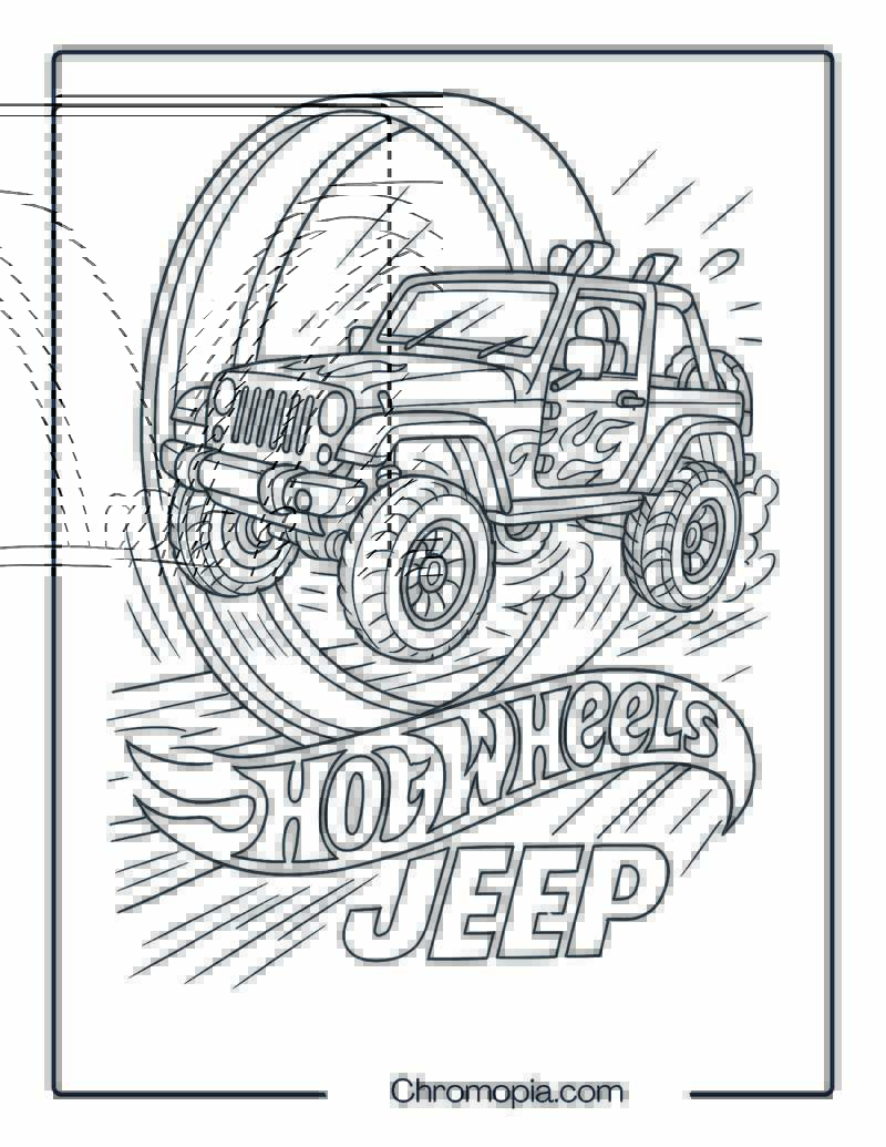 Hot Wheels Jeep on Loop Track – Hot Wheels Jeep Coloring Page