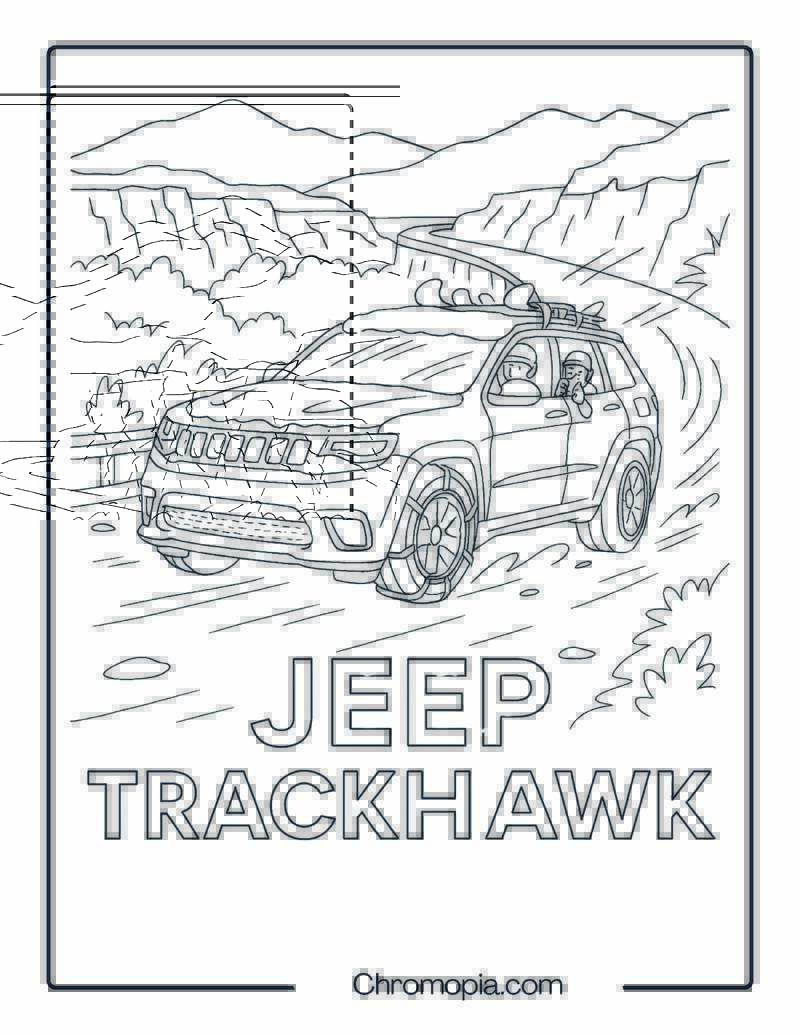 Jeep Trackhawk on Highway Curve – Jeep Trackhawk Coloring Page