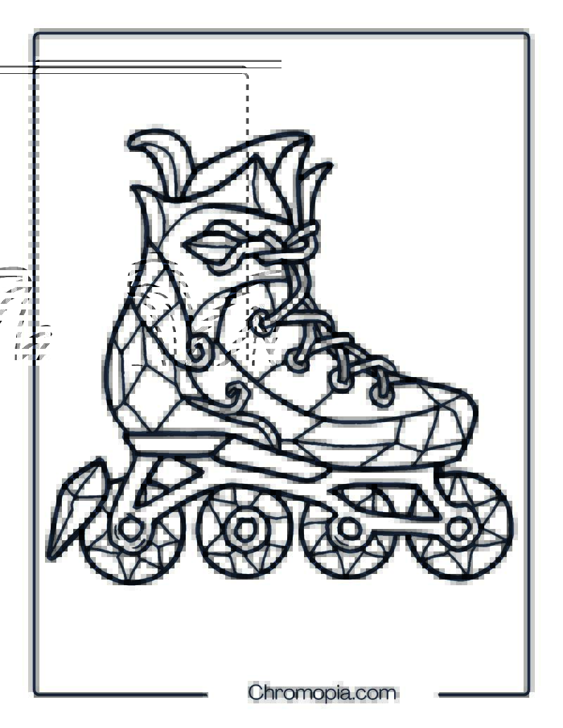Crystal-Inspired Fantasy Skate – Roller Skates Coloring Pages