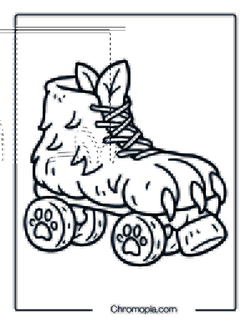 Jungle-Themed Animal Paw Skate – Roller Skates Coloring Pages