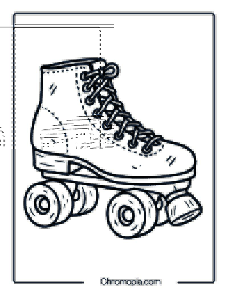Retro Wooden-Wheeled Quad Skate – Roller Skates Coloring Pages