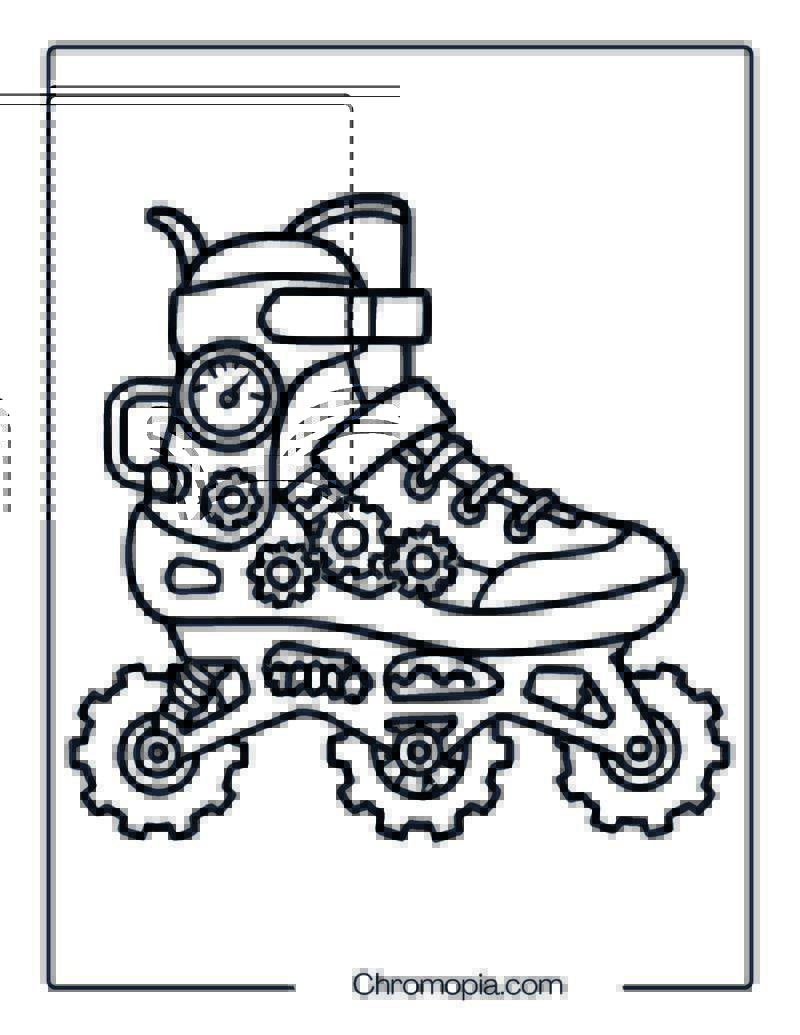 Steampunk Gear-Powered Roller Skate – Roller Skates Coloring Pages