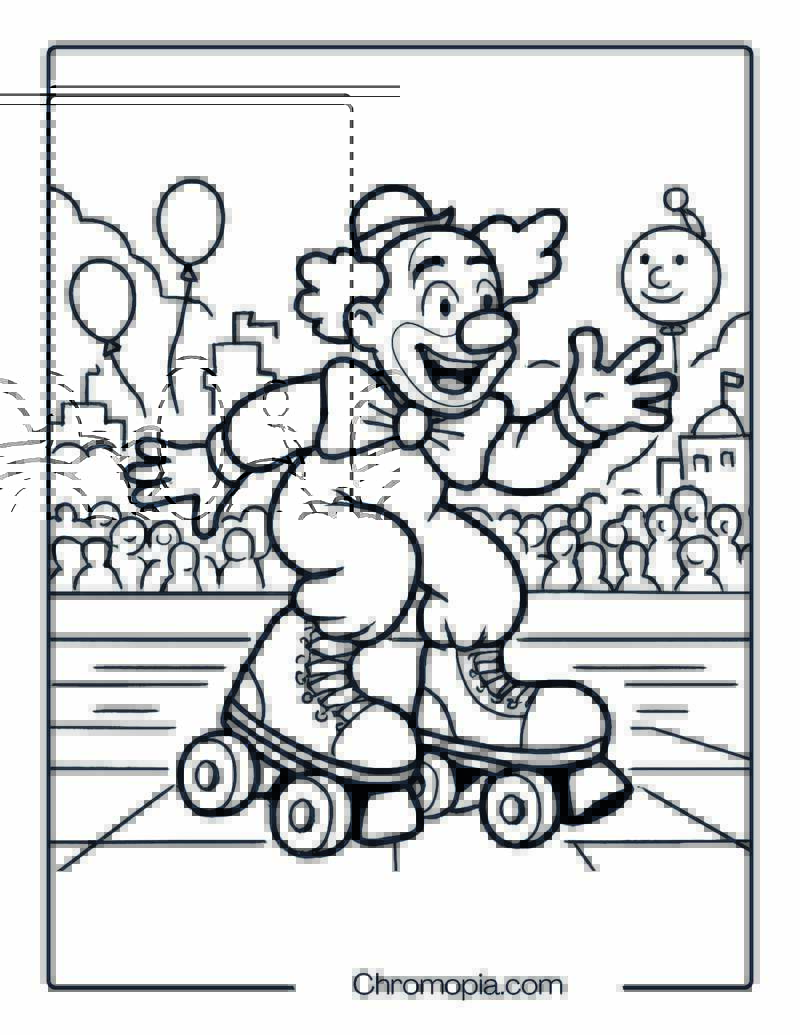 Clown Oversized Parade Skates – Roller Skates Coloring Pages