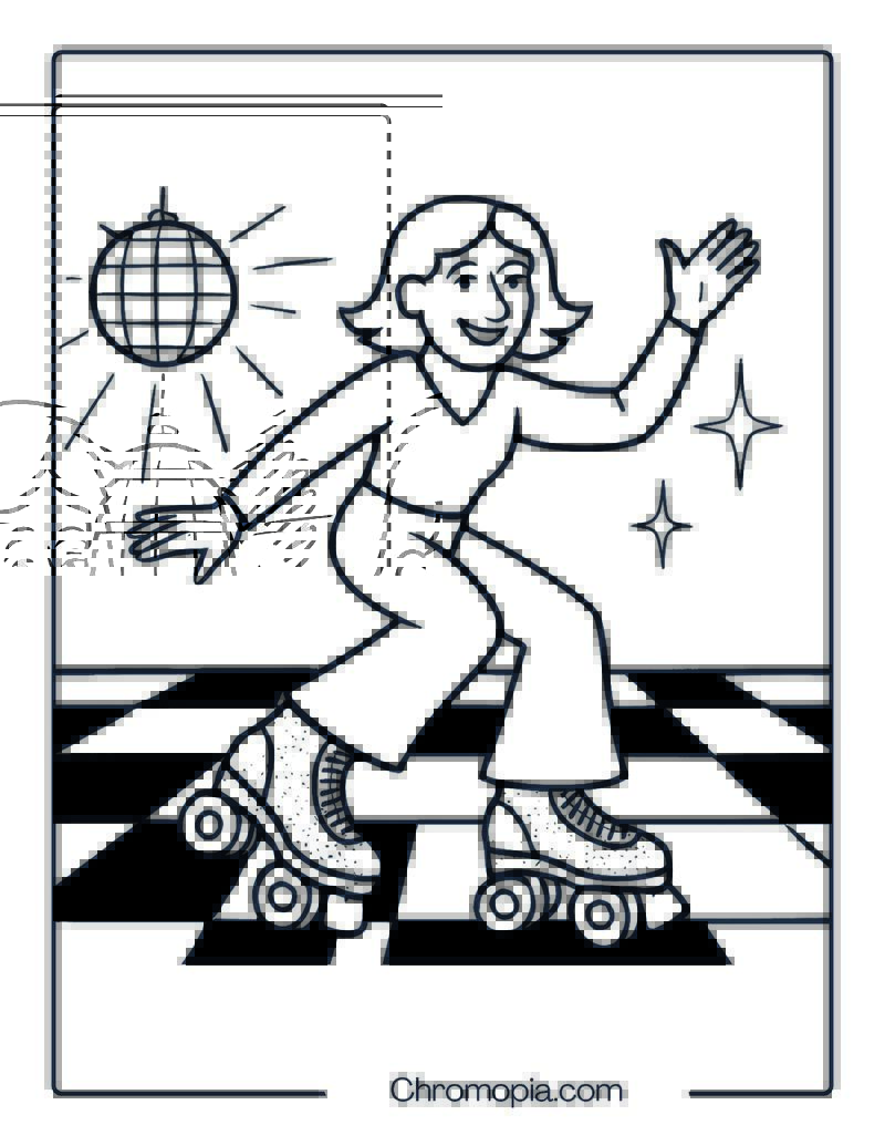 Roller Disco Glitter Skates (Retro 70s style) – Roller Skates Coloring Pages