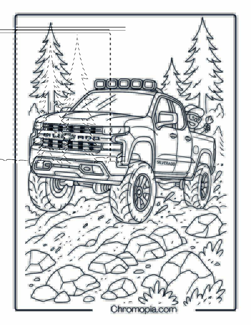 Chevy Silverado Off-Road Adventure – Chevy Truck Coloring Page