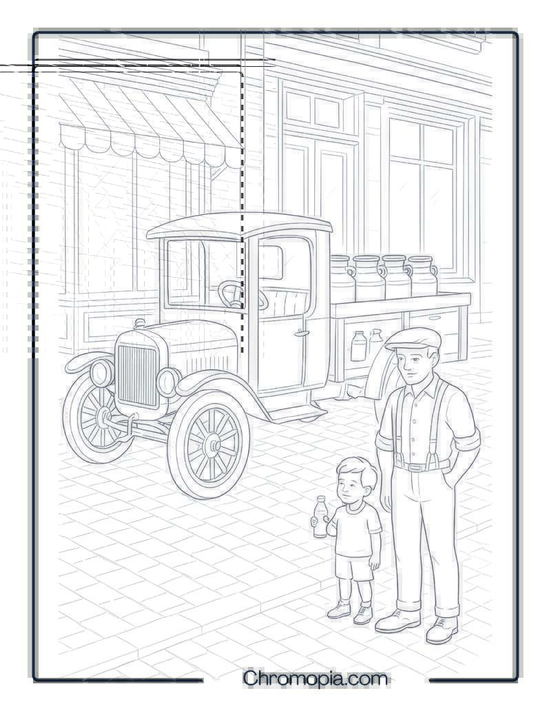 Vintage Ford Model TT Truck Delivering Milk – Ford Truck Coloring Page