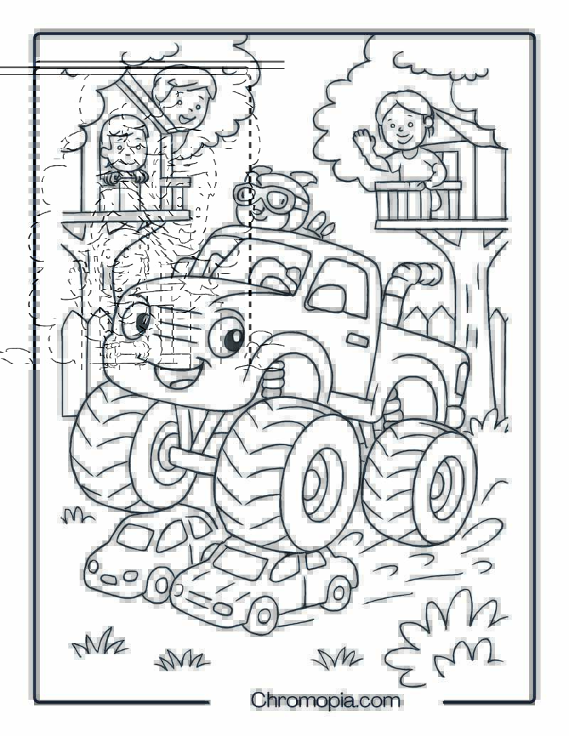 Cartoon Monster Jam Truck Crushing Toy Cars – Monster Jam Truck Coloring Page