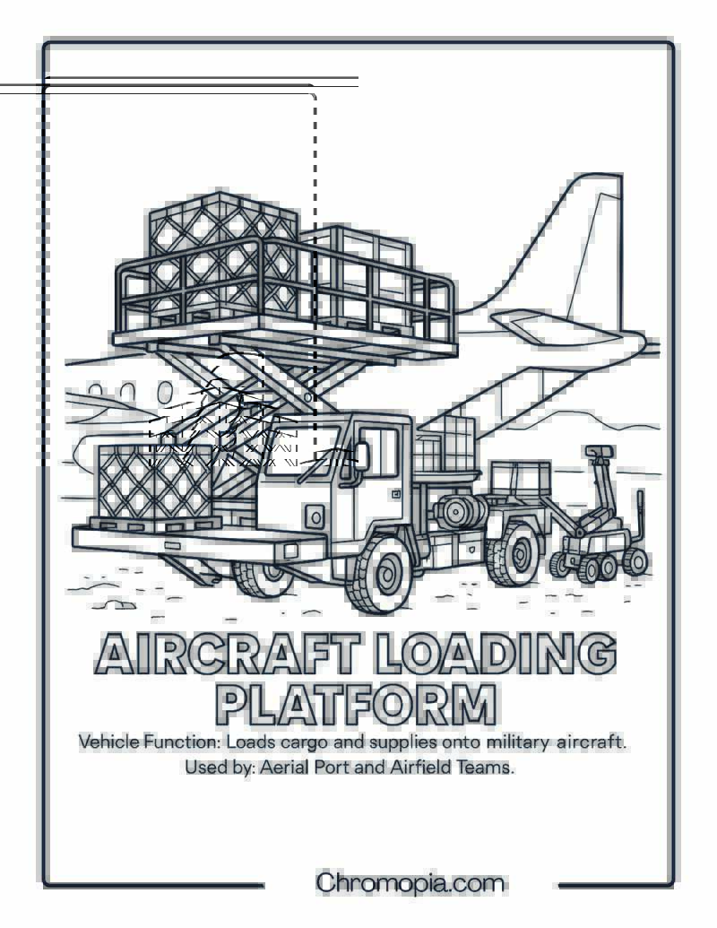 Aircraft Loading Platform – Military Vehicle Coloring Page