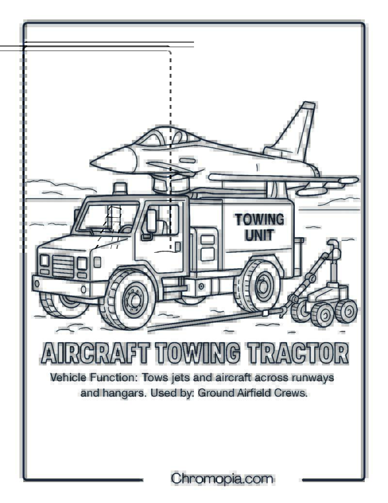 Aircraft Towing Tractor – Military Vehicle Coloring Page