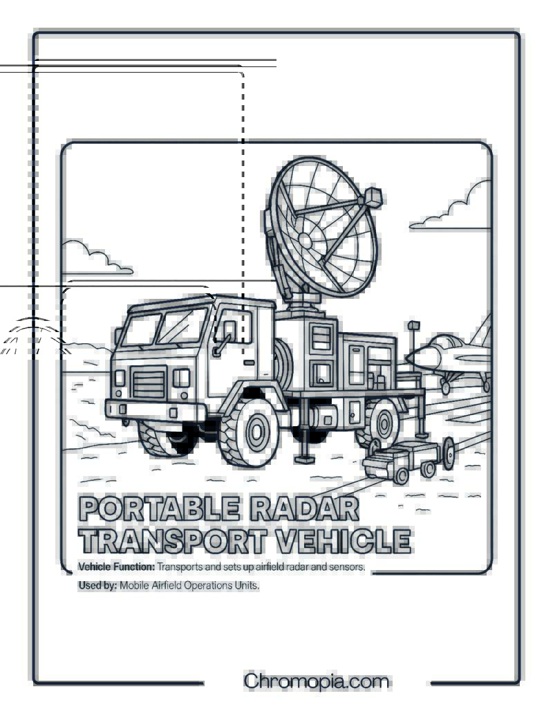 Portable Radar Transport Vehicle – Military Vehicle Coloring Page