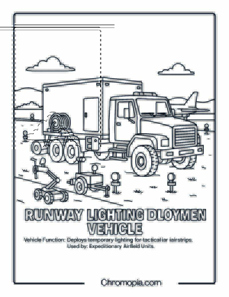 Runway Lighting Deployment Vehicle – Military Vehicle Coloring Page