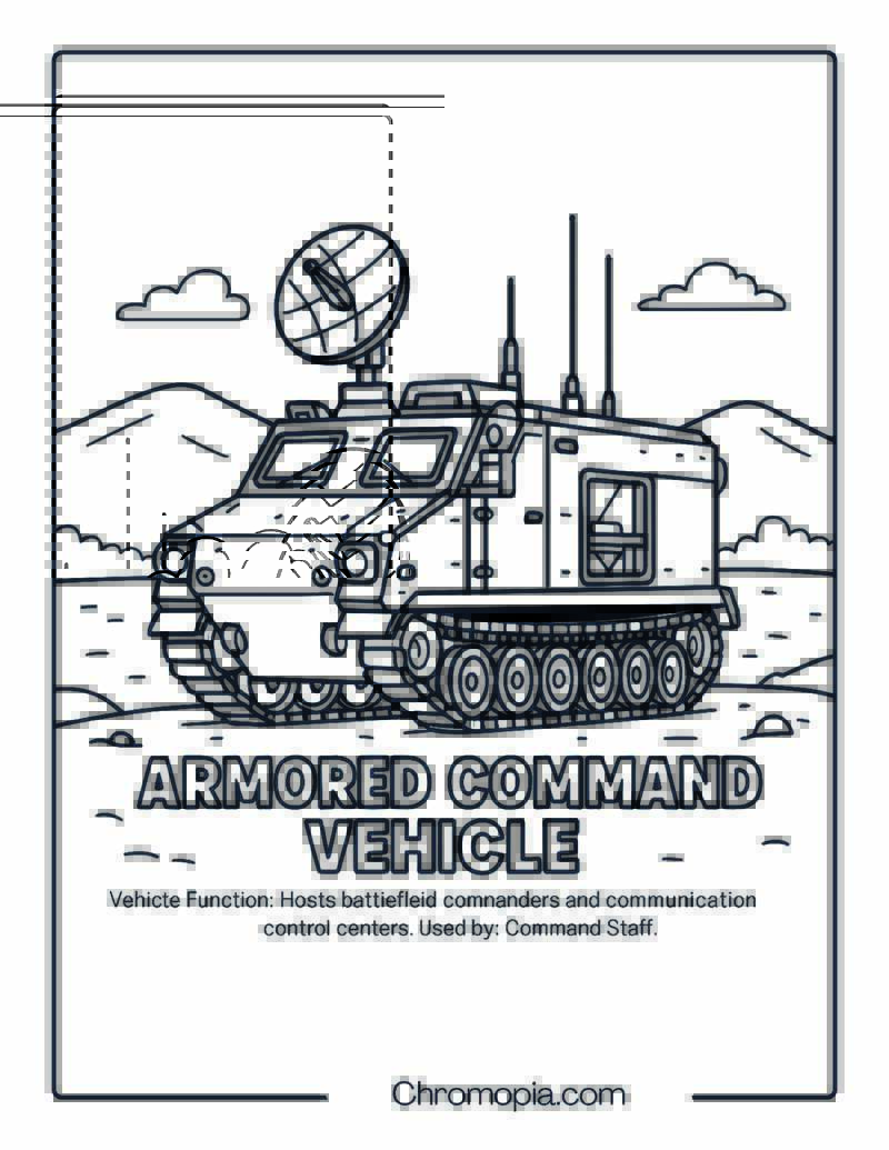 Armored Command Vehicle – Military Vehicle Coloring Page