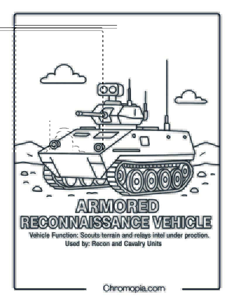 Armored Reconnaissance Vehicle – Military Vehicle Coloring Page
