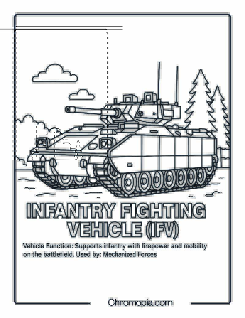Infantry Fighting Vehicle (IFV) – Military Vehicle Coloring Page