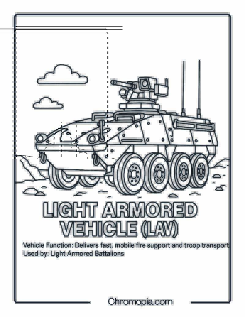 Light Armored Vehicle (LAV) – Military Vehicle Coloring Page