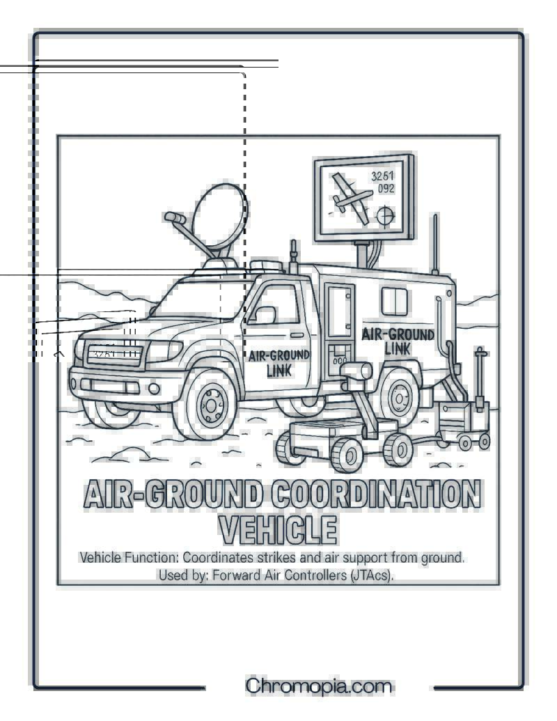 Air-Ground Coordination Vehicle – Military Vehicle Coloring Page