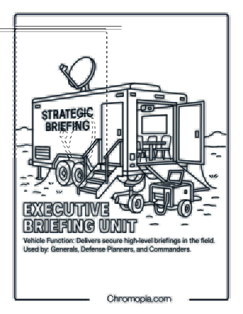 Executive Briefing Unit – Military Vehicle Coloring Page