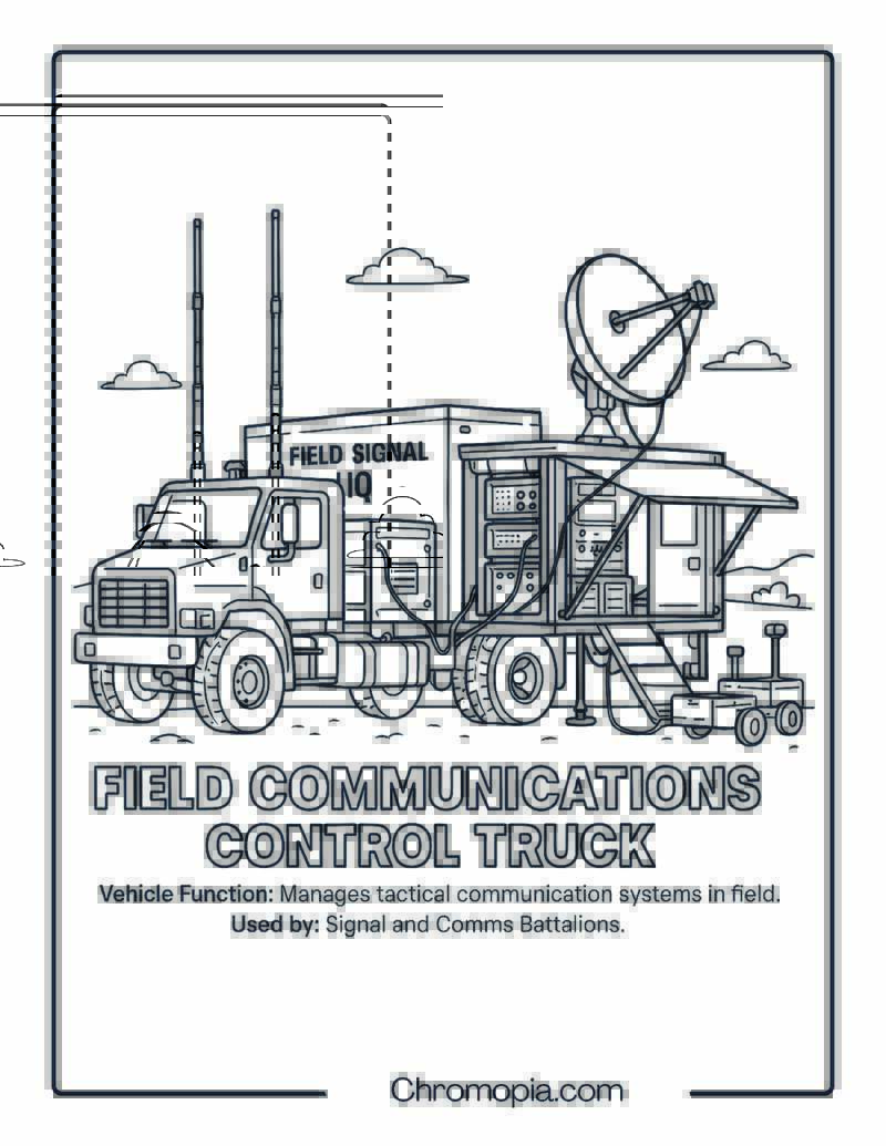 Field Communications Control Truck – Military Vehicle Coloring Page