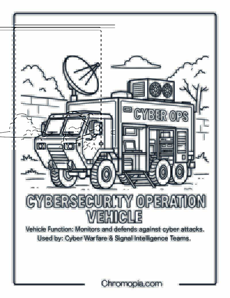 Cybersecurity Operations Vehicle – Military Vehicle Coloring Page