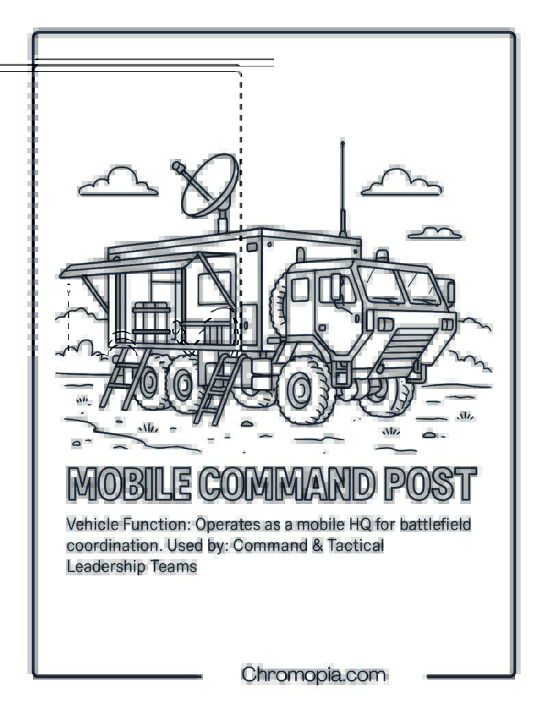 Mobile Command Post – Military Vehicle Coloring Page
