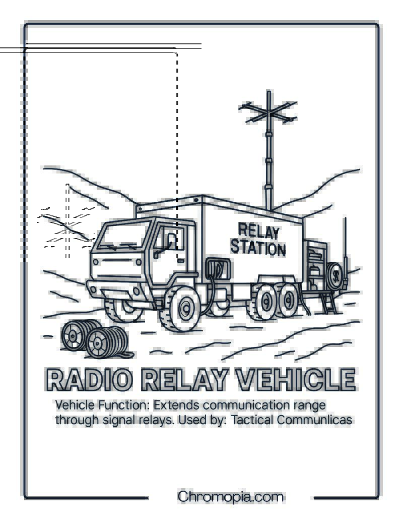 Radio Relay Vehicle – Military Vehicle Coloring Page