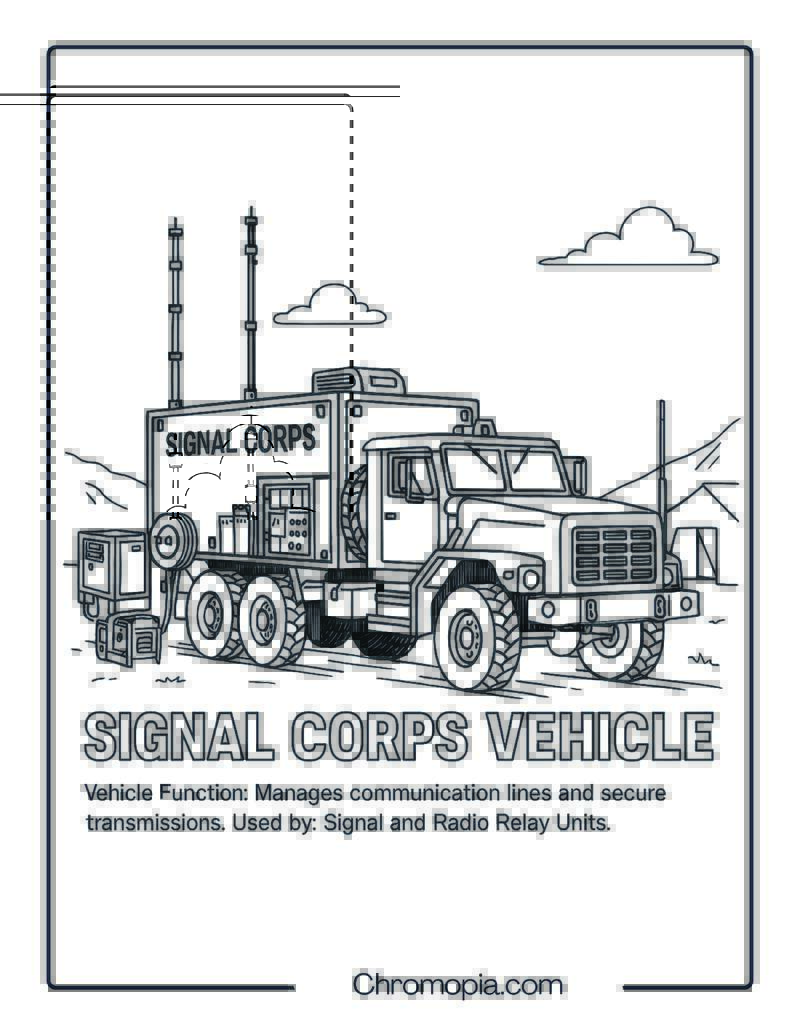 Signal Corps Vehicle – Military Vehicle Coloring Page