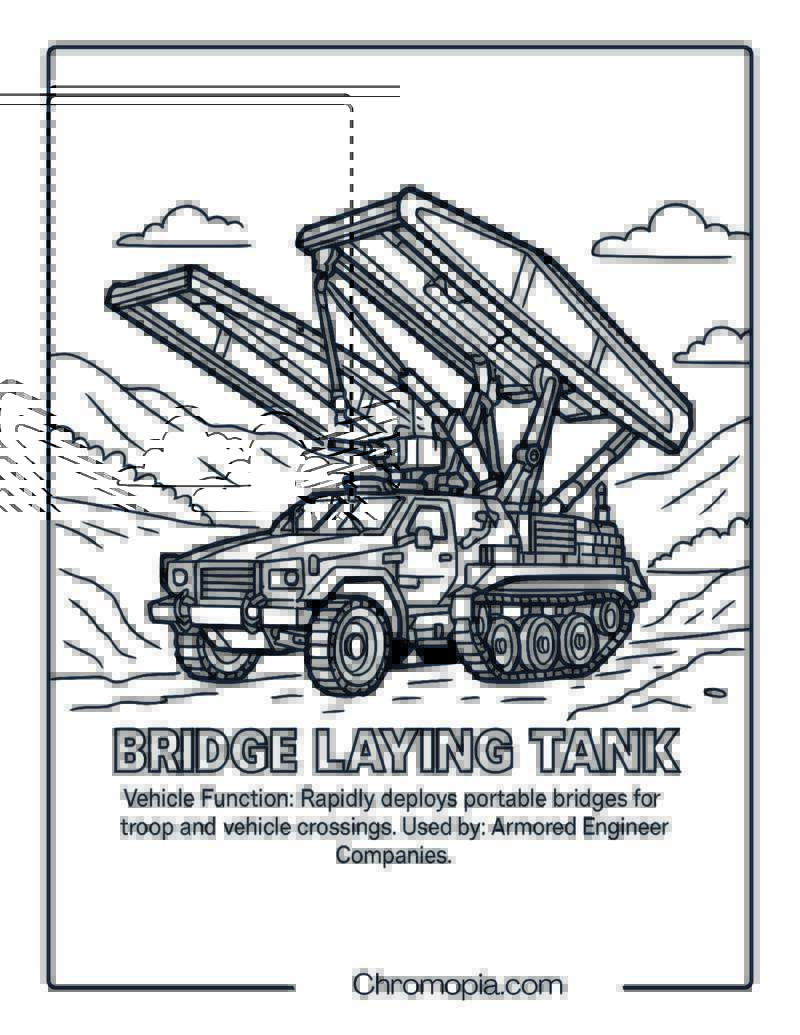 Bridge Laying Tank – Military Vehicle Coloring Page