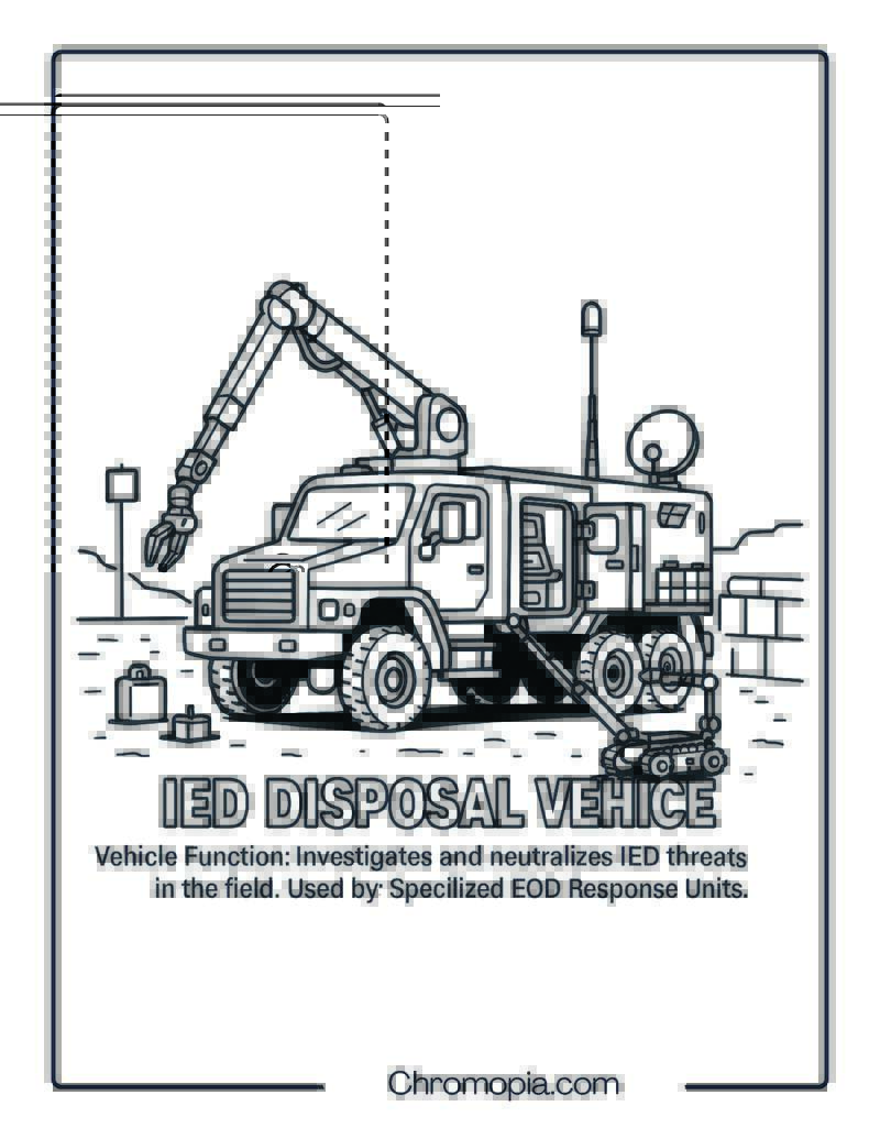 Improvised Explosive Device (IED) Disposal Vehicle – Military Vehicle Coloring Page